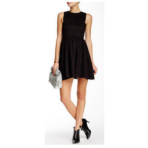 Neuw Faux Suede A-Line Mini Dress M Black
